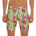 Colorful Tulip Pattern Print Men's Long Boxer Briefs