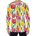 Colorful Tulip Pattern Print Men's Long Sleeve T-Shirt