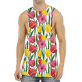 Colorful Tulip Pattern Print Men's Muscle Tank Top