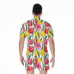 Colorful Tulip Pattern Print Men's Rompers
