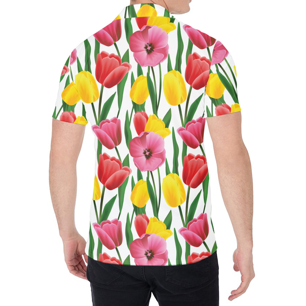 Colorful Tulip Pattern Print Men's Shirt