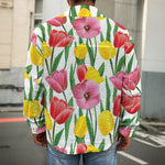 Colorful Tulip Pattern Print Men's Shirt Jacket