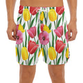 Colorful Tulip Pattern Print Men's Split Running Shorts