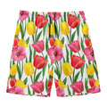 Colorful Tulip Pattern Print Men's Swim Trunks