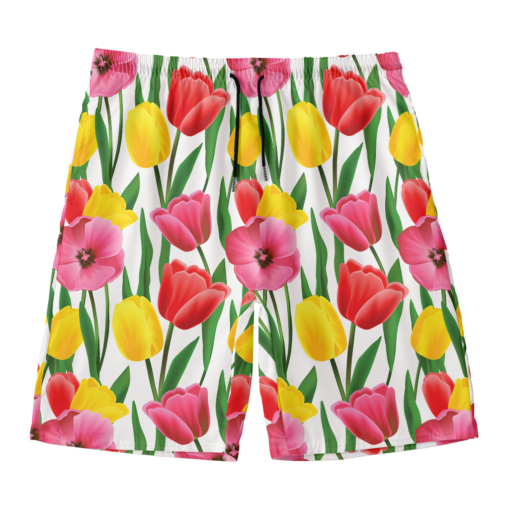 Colorful Tulip Pattern Print Men's Swim Trunks