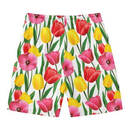 Colorful Tulip Pattern Print Men's Swim Trunks