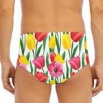 Colorful Tulip Pattern Print Men's Triangle Swim Briefs
