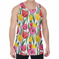Colorful Tulip Pattern Print Men's Velvet Tank Top