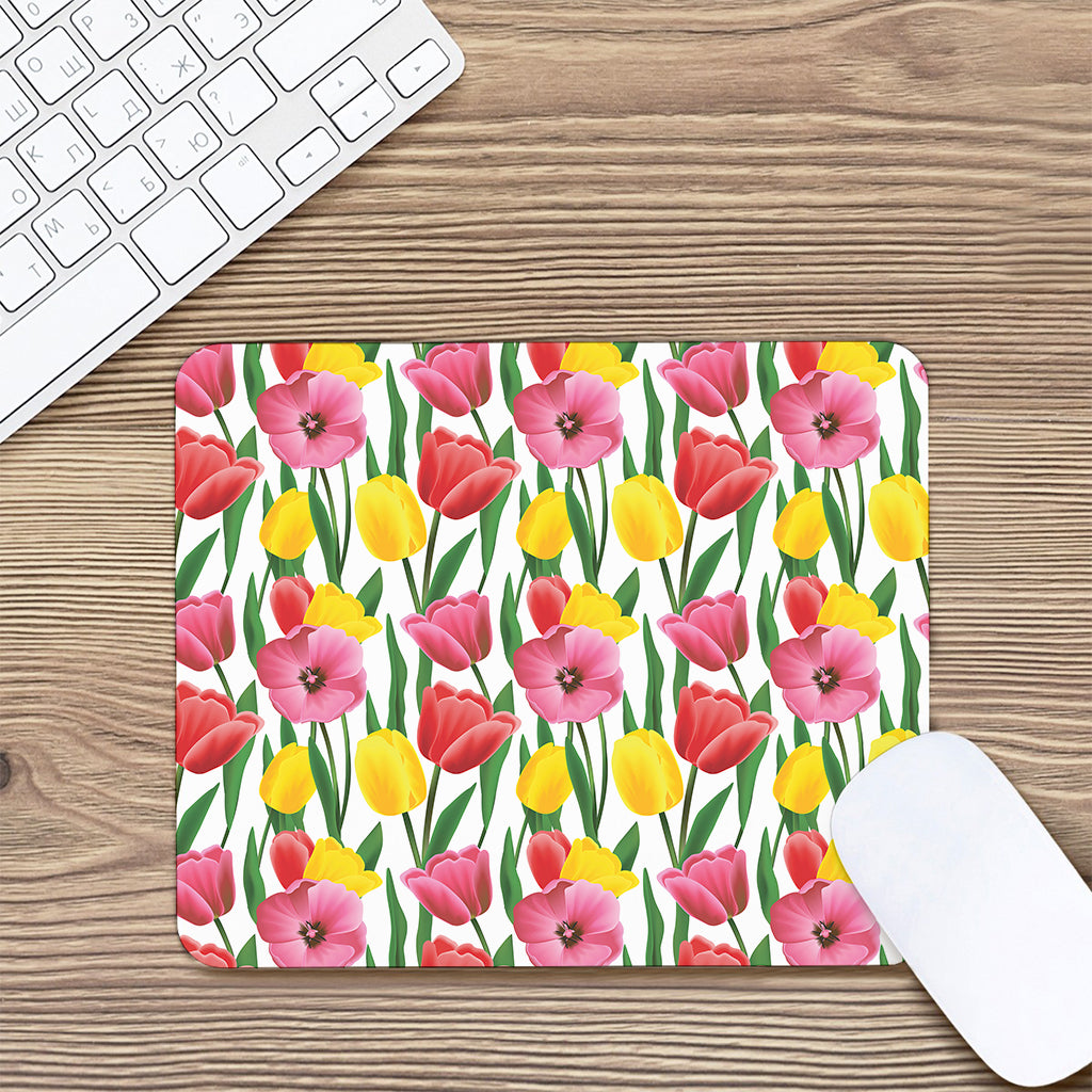 Colorful Tulip Pattern Print Mouse Pad