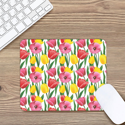 Colorful Tulip Pattern Print Mouse Pad