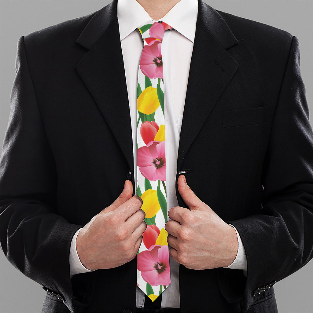 Colorful Tulip Pattern Print Necktie
