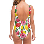 Colorful Tulip Pattern Print One Piece Swimsuit