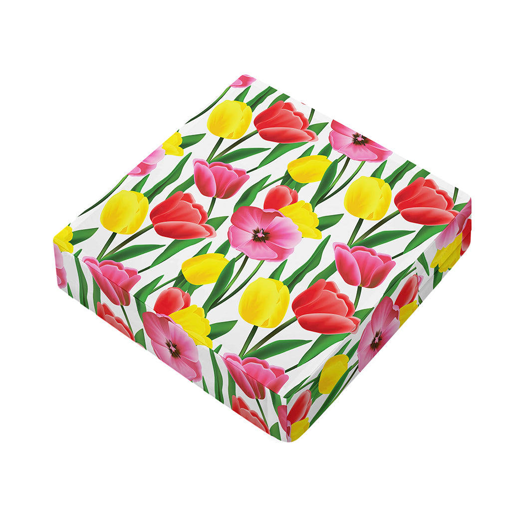 Colorful Tulip Pattern Print Outdoor Seat Cushion Cover