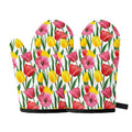 Colorful Tulip Pattern Print Oven Mitts