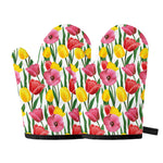 Colorful Tulip Pattern Print Oven Mitts