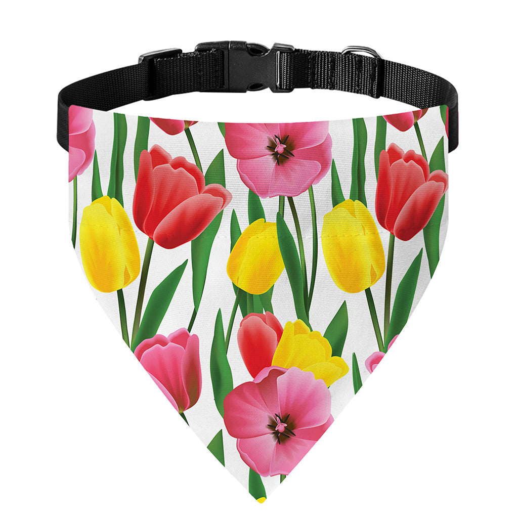 Colorful Tulip Pattern Print Over The Collar Dog Bandana