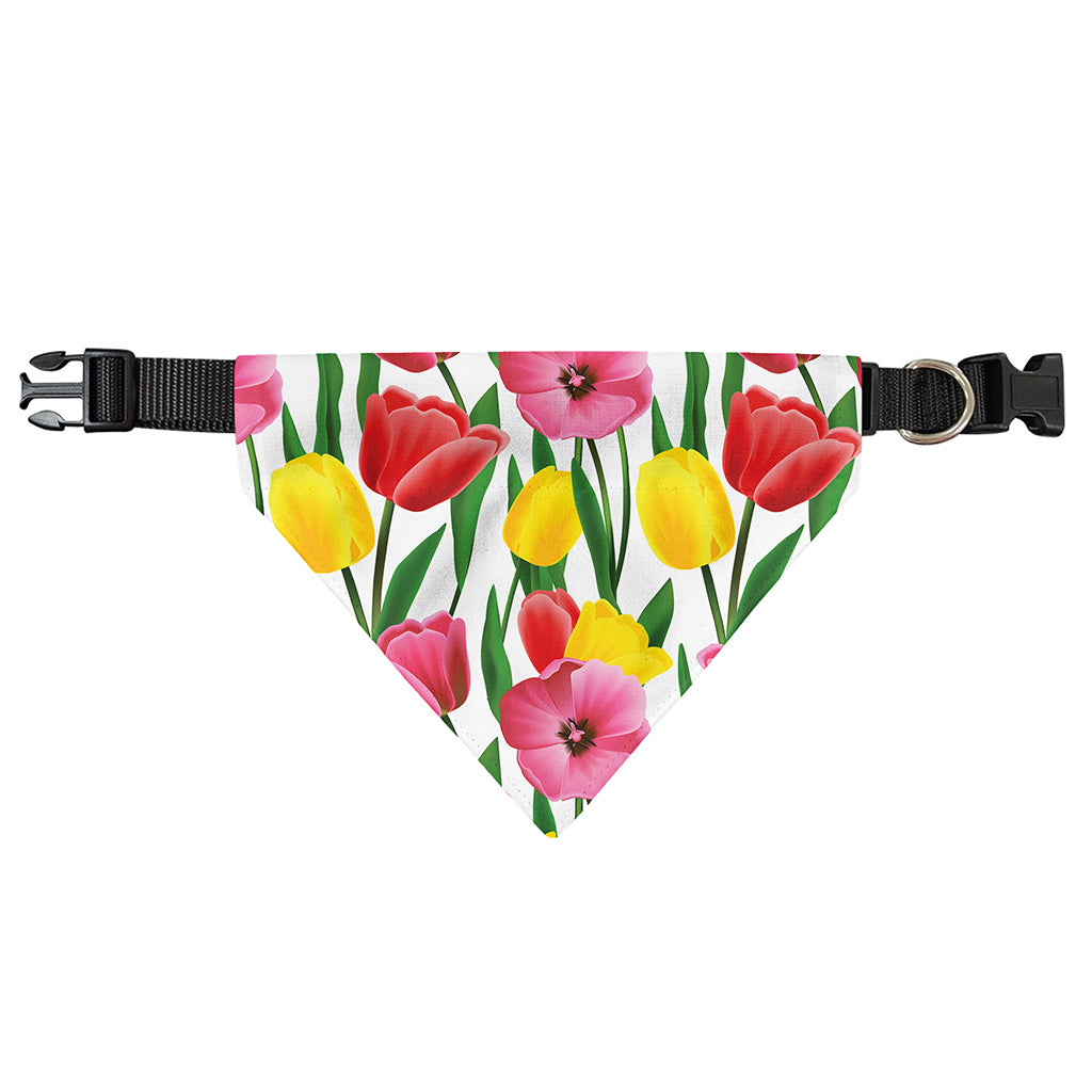 Colorful Tulip Pattern Print Over The Collar Dog Bandana