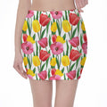 Colorful Tulip Pattern Print Pencil Mini Skirt