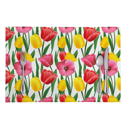 Colorful Tulip Pattern Print Placemat
