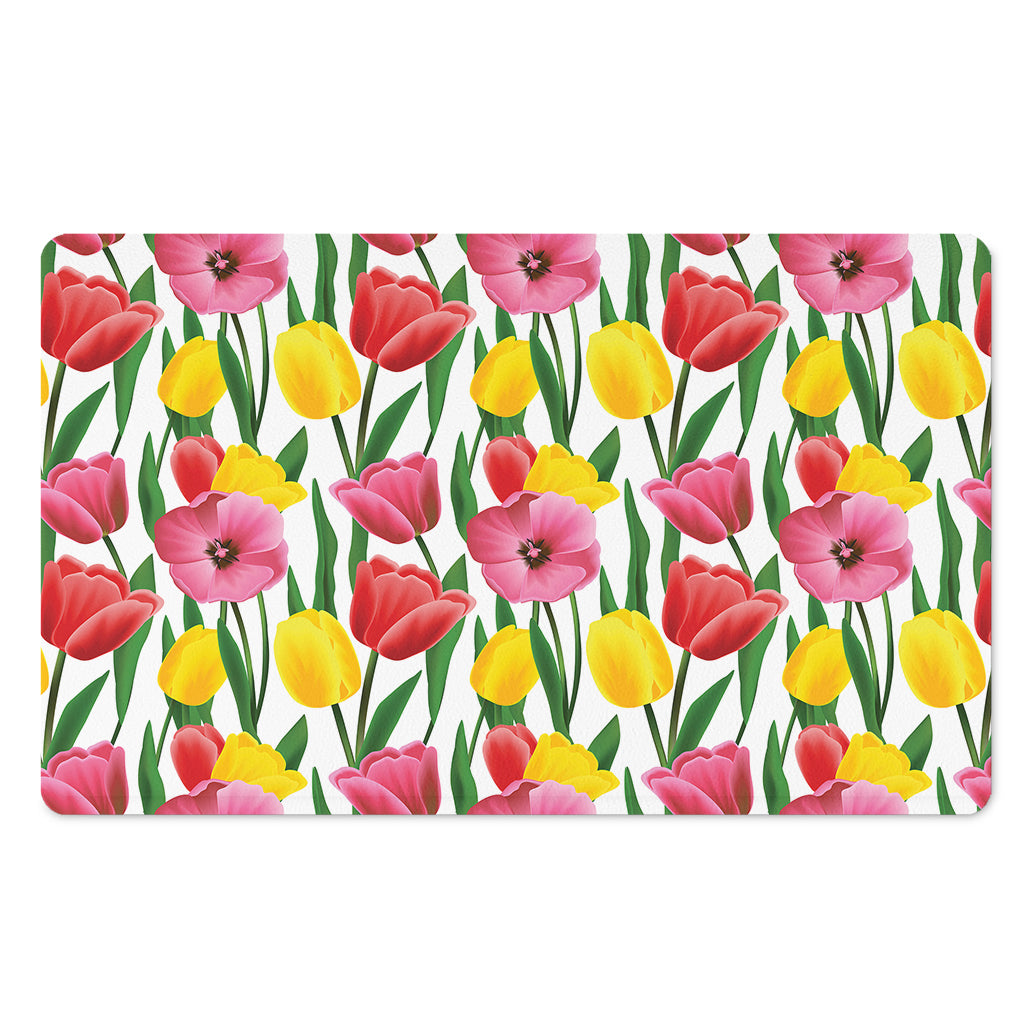 Colorful Tulip Pattern Print Polyester Doormat