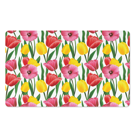 Colorful Tulip Pattern Print Polyester Doormat