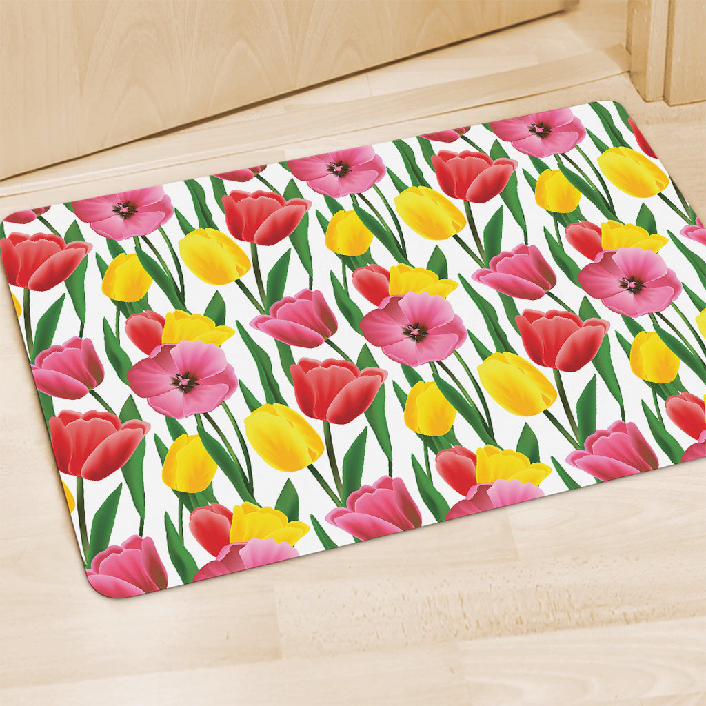 Colorful Tulip Pattern Print Polyester Doormat