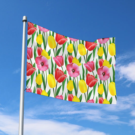 Colorful Tulip Pattern Print Polyester Flag
