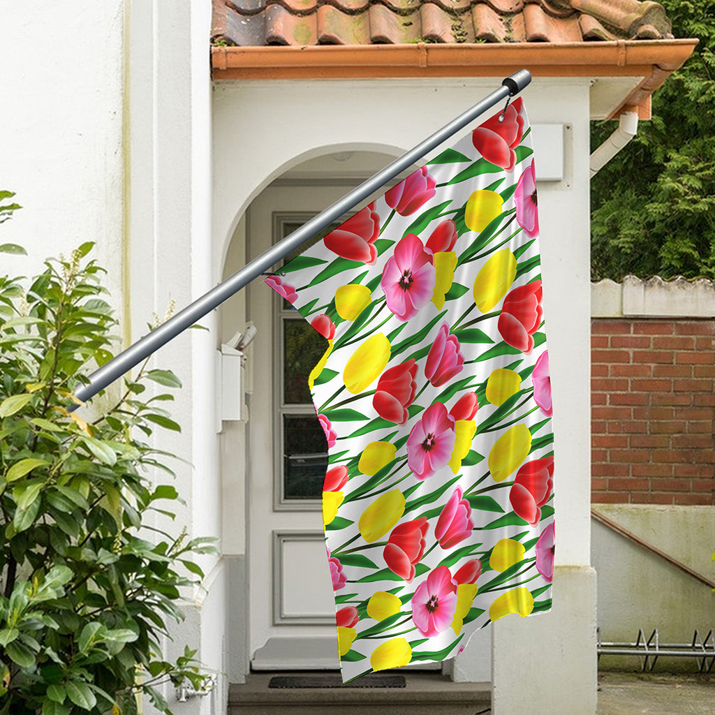 Colorful Tulip Pattern Print Polyester Flag