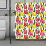 Colorful Tulip Pattern Print Polyester Shower Curtain