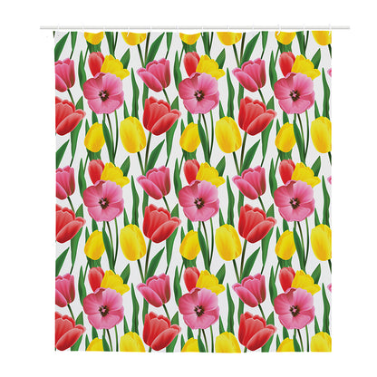 Colorful Tulip Pattern Print Polyester Shower Curtain