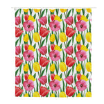 Colorful Tulip Pattern Print Polyester Shower Curtain