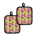 Colorful Tulip Pattern Print Pot Holders