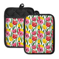 Colorful Tulip Pattern Print Pot Holders With Pocket