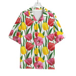 Colorful Tulip Pattern Print Rayon Hawaiian Shirt