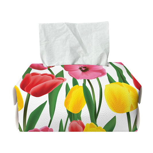 Colorful Tulip Pattern Print Rectangle Tissue Box Cover