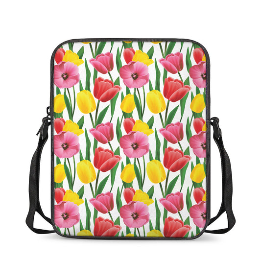Colorful Tulip Pattern Print Rectangular Crossbody Bag