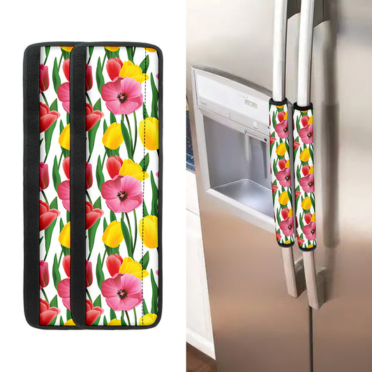 Colorful Tulip Pattern Print Refrigerator Handle Covers