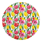 Colorful Tulip Pattern Print Round Blanket