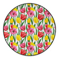 Colorful Tulip Pattern Print Round Floor Mat