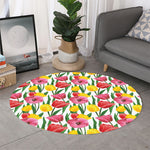 Colorful Tulip Pattern Print Round Rug