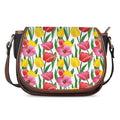 Colorful Tulip Pattern Print Saddle Bag