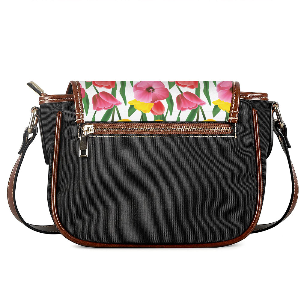Colorful Tulip Pattern Print Saddle Bag