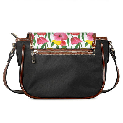 Colorful Tulip Pattern Print Saddle Bag