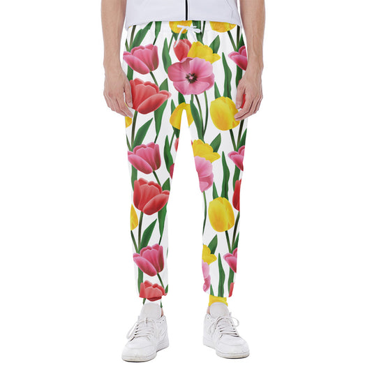Colorful Tulip Pattern Print Scuba Joggers