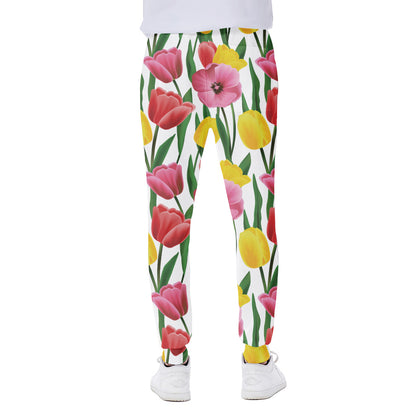 Colorful Tulip Pattern Print Scuba Joggers