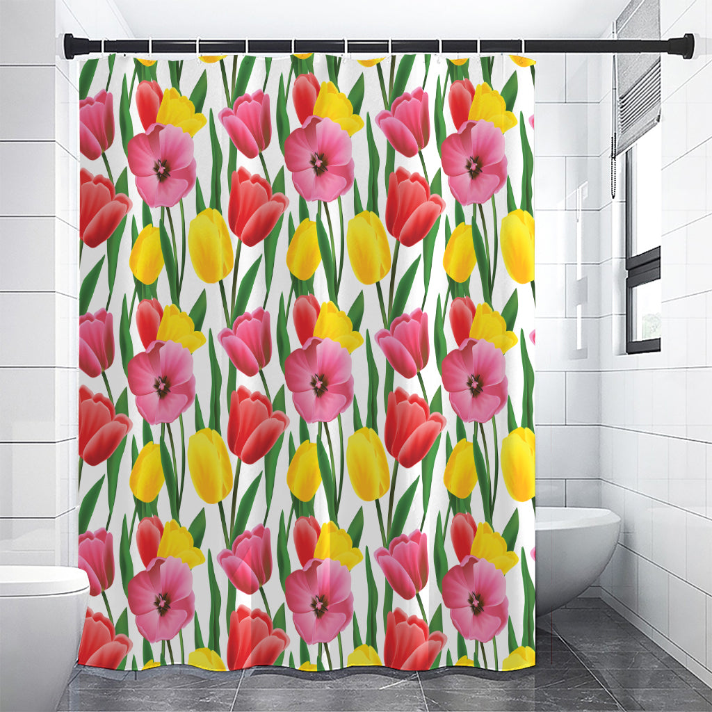 Colorful Tulip Pattern Print Shower Curtain
