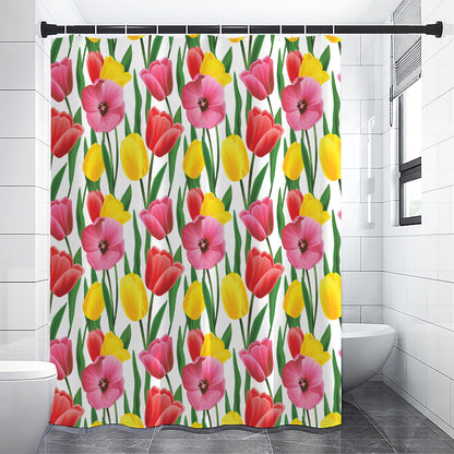 Colorful Tulip Pattern Print Shower Curtain