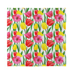 Colorful Tulip Pattern Print Silk Bandana