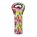 Colorful Tulip Pattern Print Single Neoprene Wine Tote
