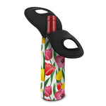Colorful Tulip Pattern Print Single Neoprene Wine Tote